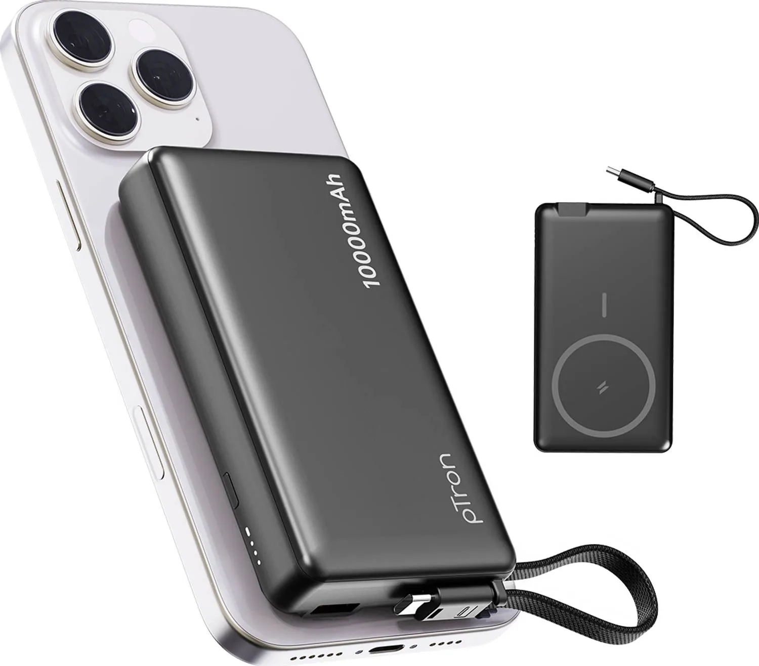 PTron 10000 mAh 22.5W Wireless MagSafe Black