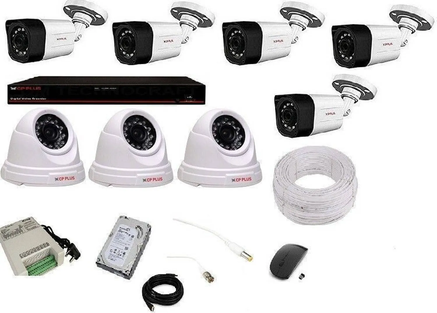 CP PLUS 5 Bullet 3 Dome 2.4MP DVR Kit